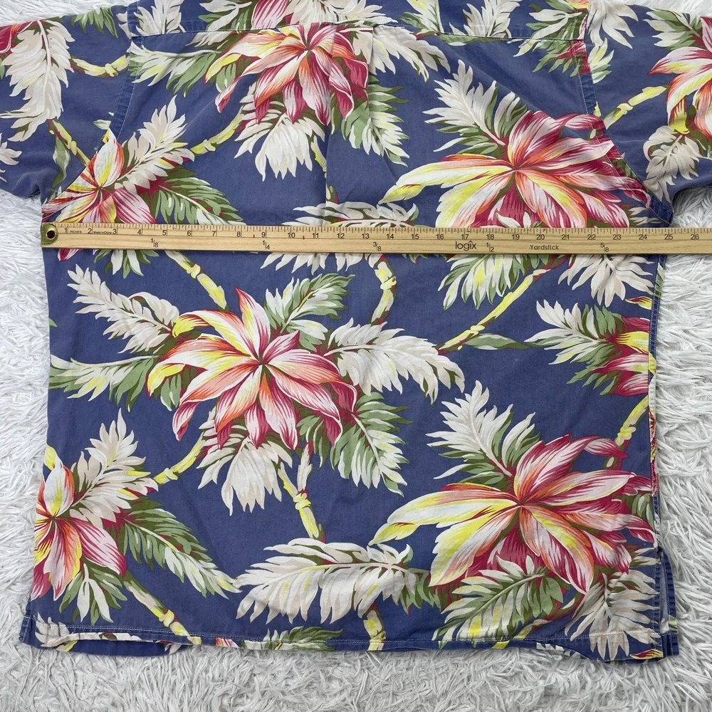 VTG Polo‎ Ralph Lauren Shirt Mens Large Blue Hawaiian Calwell Button Up Floral L